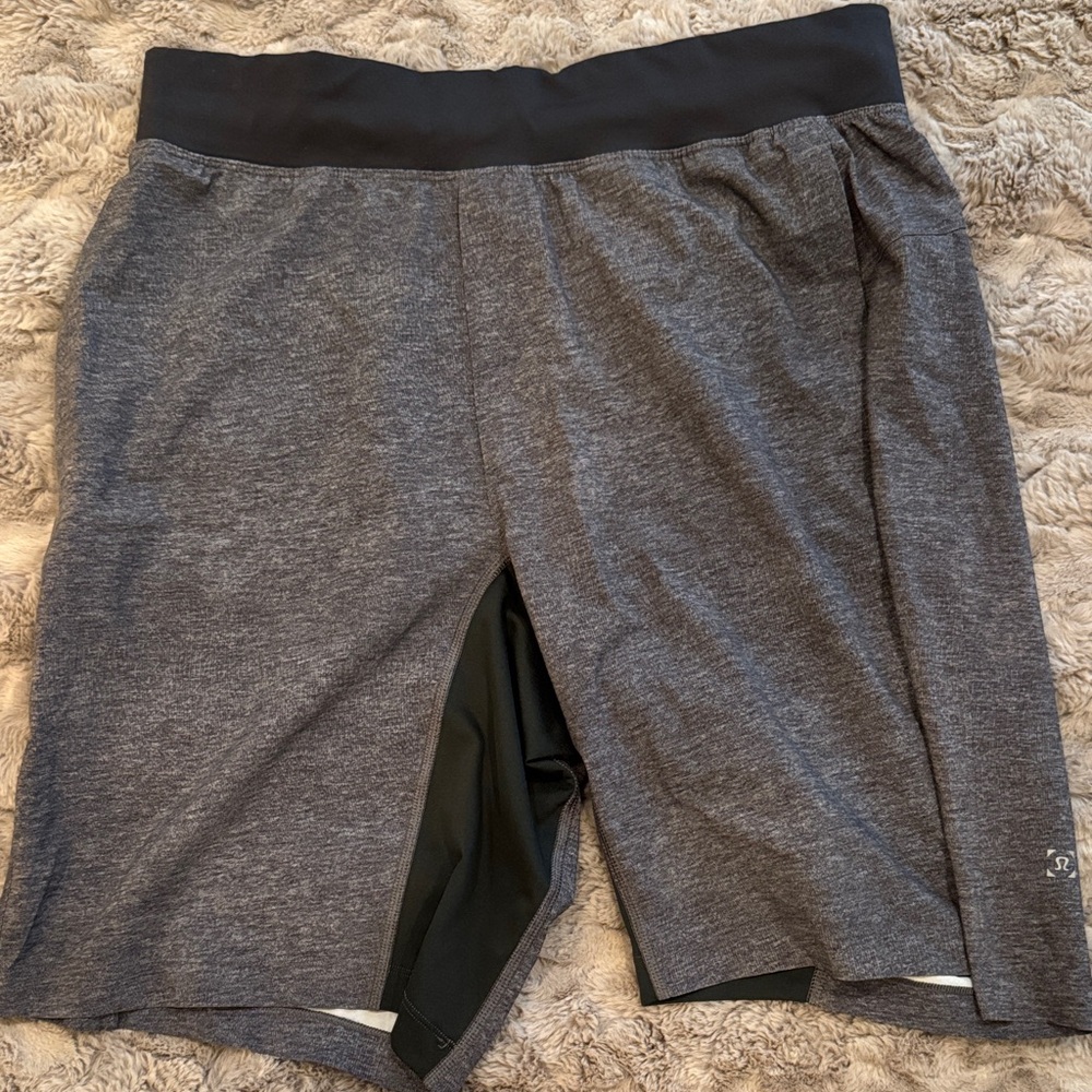 Lululemon Athletica Men's Black and Gray Athletic Shorts